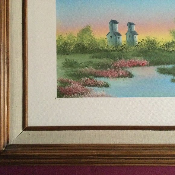 Wood Framed art painting Country landscape scene - Picture 3 of 7
